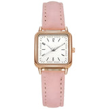 Damen Quadrat Zifferblatt & Lederarmband Uhr