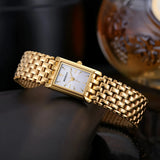 Damen Stylische Quadrat Gold Uhr