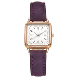 Damen Quadrat Zifferblatt & Lederarmband Uhr