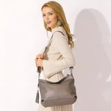 Damen-Trendige Schultertasche aus Leder mit Quaste