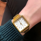 Quadrat Zifferblatt Quarz Mesh Uhr – Minimalistische Edelstahl Uhr