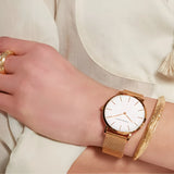 Damen Stylische Gold Quarz Uhr