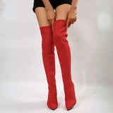 Damen Over-the-Knee Strick-Stiletto-Stiefel