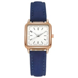 Damen Quadrat Zifferblatt & Lederarmband Uhr