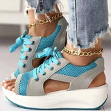 Damen Schnür-Platform Muffin Sandalen