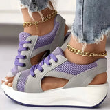 Damen Schnür-Platform Muffin Sandalen