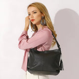 Damen-Trendige Schultertasche aus Leder mit Quaste