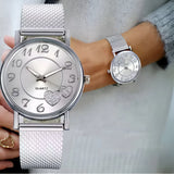 Damen Minimalistische Mesh Armband Quarz Uhr