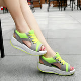 Damen Schnür-Platform Muffin Sandalen