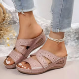 Damen Leder Rundzehen Pantoffeln