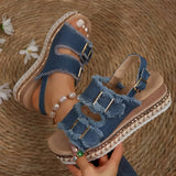 Schicke Plateau-Sandalen mit Doppel-Schnalle