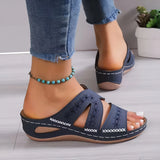 Damen Leder Rundzehen Pantoffeln