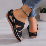 Damen Leder Rundzehen Pantoffeln