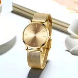 Damen Stylische Gold Quarz Uhr