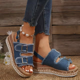 Schicke Plateau-Sandalen mit Doppel-Schnalle