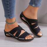 Damen Leder Rundzehen Pantoffeln