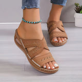 Damen Leder Rundzehen Pantoffeln