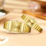 Luxuriöse Quarzuhr in Gold und Weiß