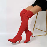 Damen Over-the-Knee Strick-Stiletto-Stiefel