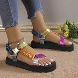 Bunte Flache Sandalen für Damen für den Strand