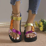 Bunte Flache Sandalen für Damen für den Strand