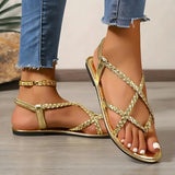 Damen geflochtene Clip-Zehen Sommersandalen