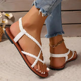 Damen geflochtene Clip-Zehen Sommersandalen