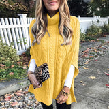 Strickpullover mit hohem Kragen und lockerem Zopfmuster-Design