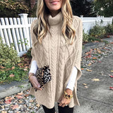 Strickpullover mit hohem Kragen und lockerem Zopfmuster-Design