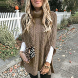 Strickpullover mit hohem Kragen und lockerem Zopfmuster-Design