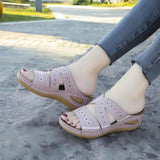 Damen Leder Rundzehen Pantoffeln