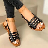 Schnallenriemen Rundzehen Flache Sandalen