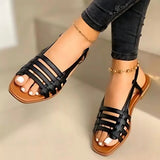 Schnallenriemen Rundzehen Flache Sandalen