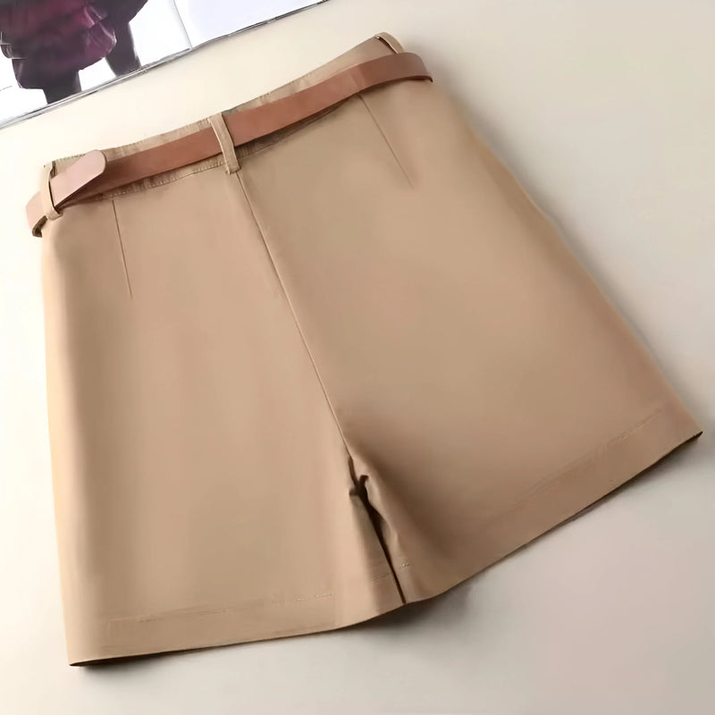 Damen High-Waist Baumwoll-Shorts mit Gürtel