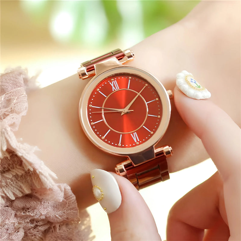 Damen Vielseitige Edelstahl Quarz Uhr