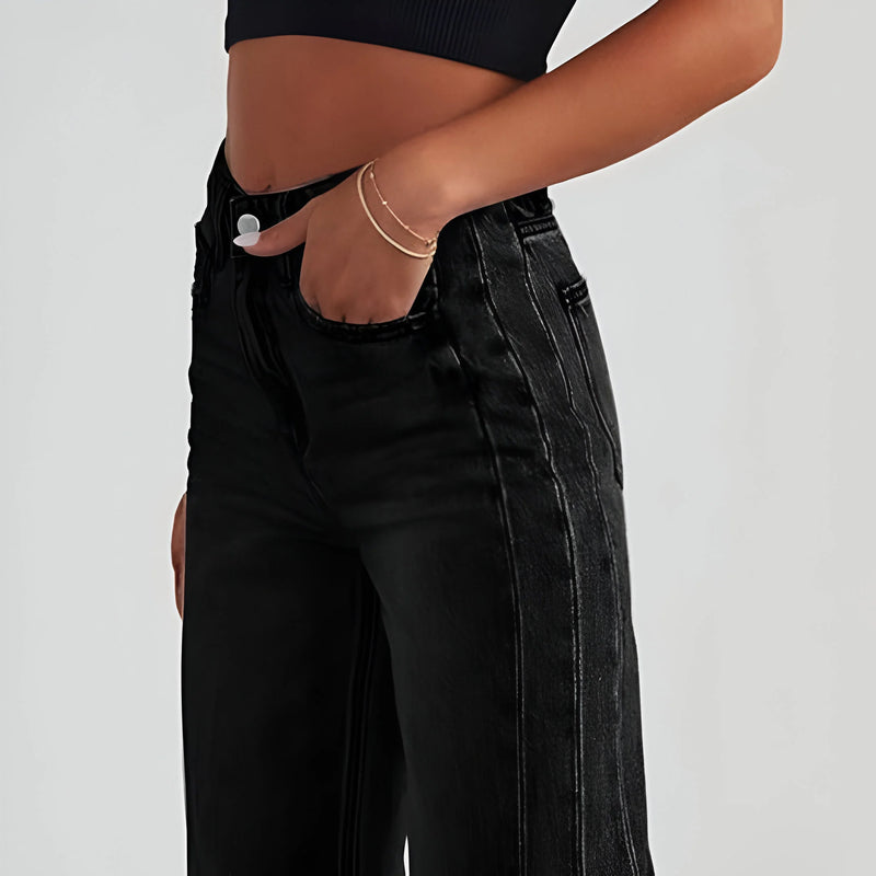 Damen High-Waist Weite-Leg Denim-Jeans
