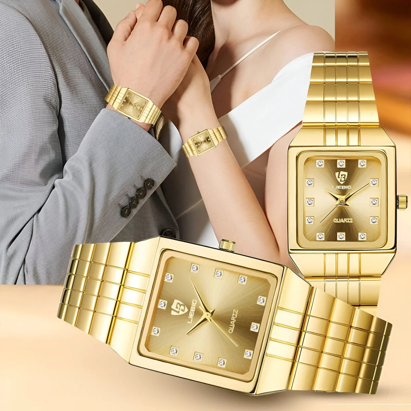 Luxuriöse Quarzuhr in Gold und Weiß