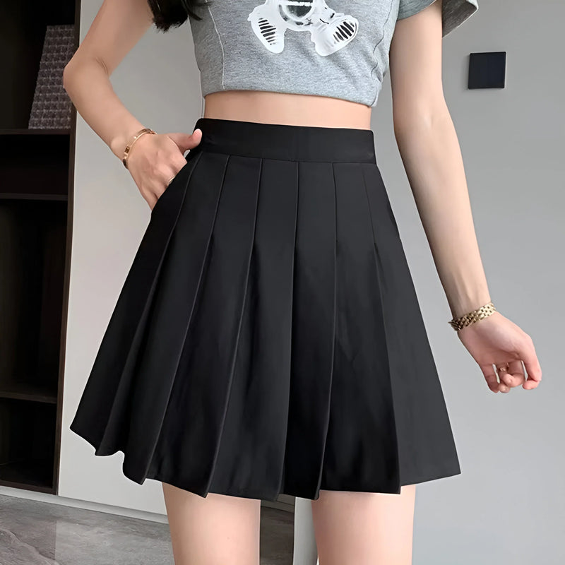 High-Waist Falten-Minirock – Bequem & vielseitig