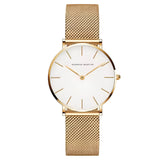Damen Stylische Gold Quarz Uhr