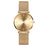 Damen Stylische Gold Quarz Uhr
