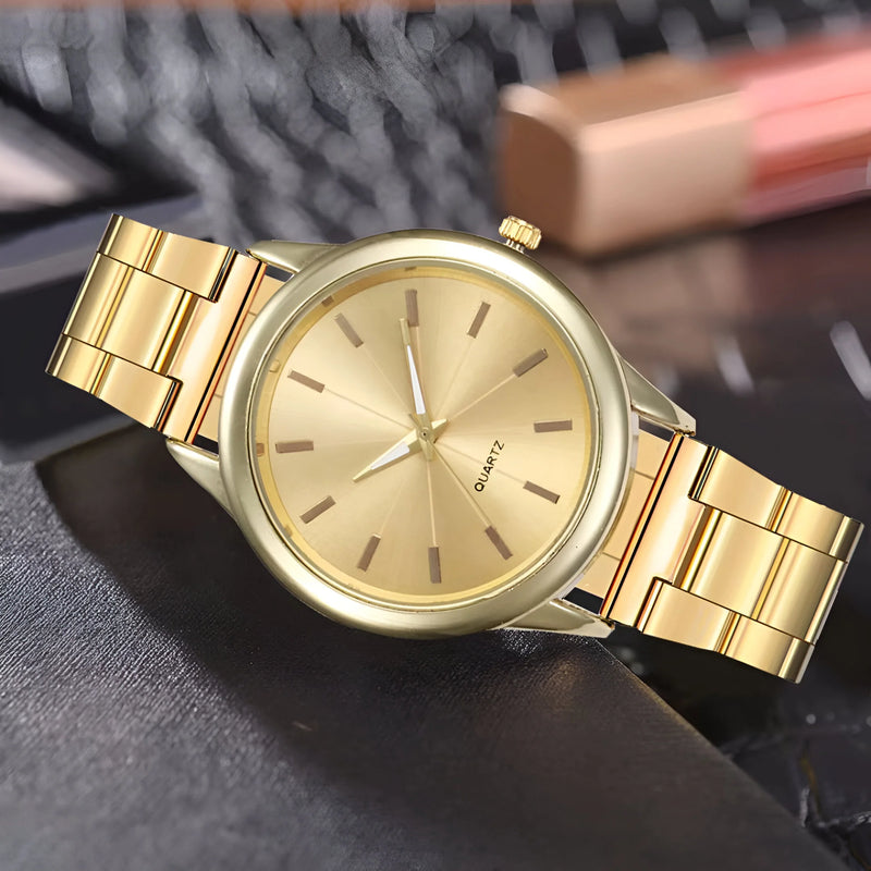 Damen Minimalistische Edelstahl Quarz Uhr
