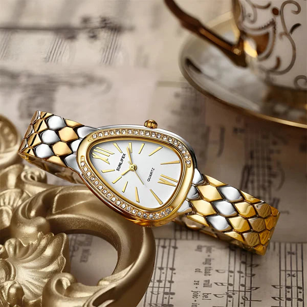 Kristall-Akzent Oval Armband Uhr