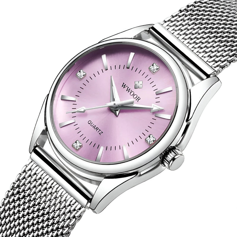 Damen Luxus Gold Mesh Quarz Uhr
