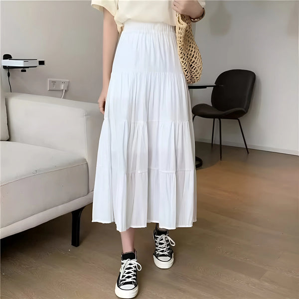 Damen High-Waist Chiffon A-Linien Rock