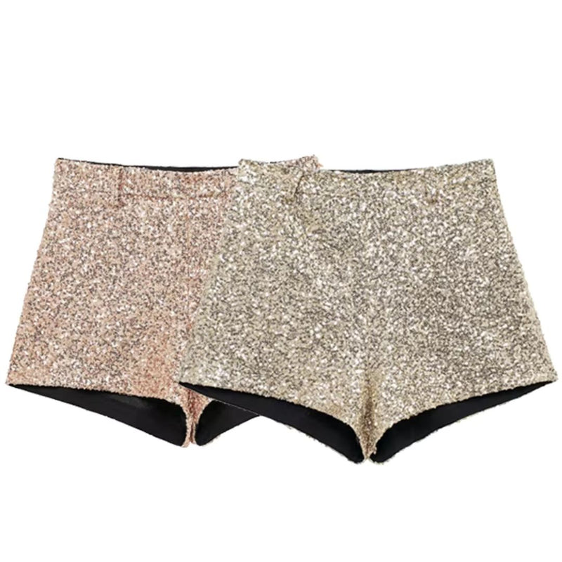 Pailletten-besetzte Mini-Shorts mit A-Linien-Schnitt