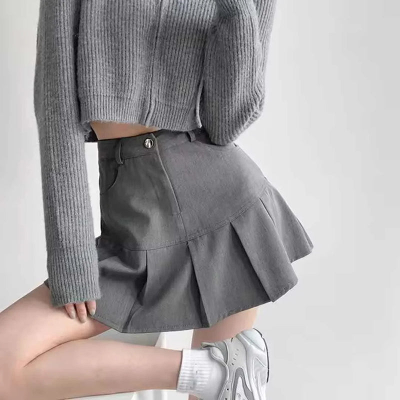 Vintage High-Waist Falten-Minirock