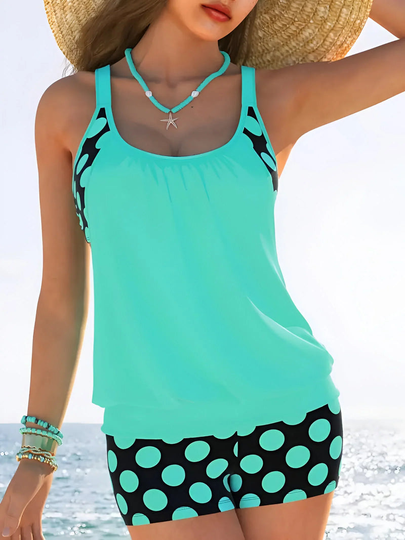 Zweiteiliges Tankini-Set mit Polka-Dots