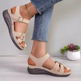 Damen Keil-Sandalen mit Blumenmuster
