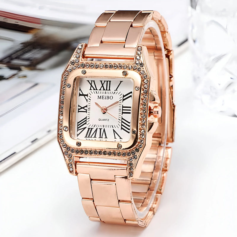 Damen Quadrat & Verstellbares Armband Quarz Uhr