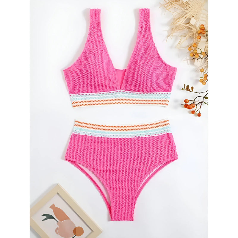 Boho-inspiriertes Bikini-Set mit hoher Taille